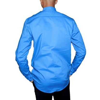Blue Graphic Printed Long Sleeve Shirt for Men