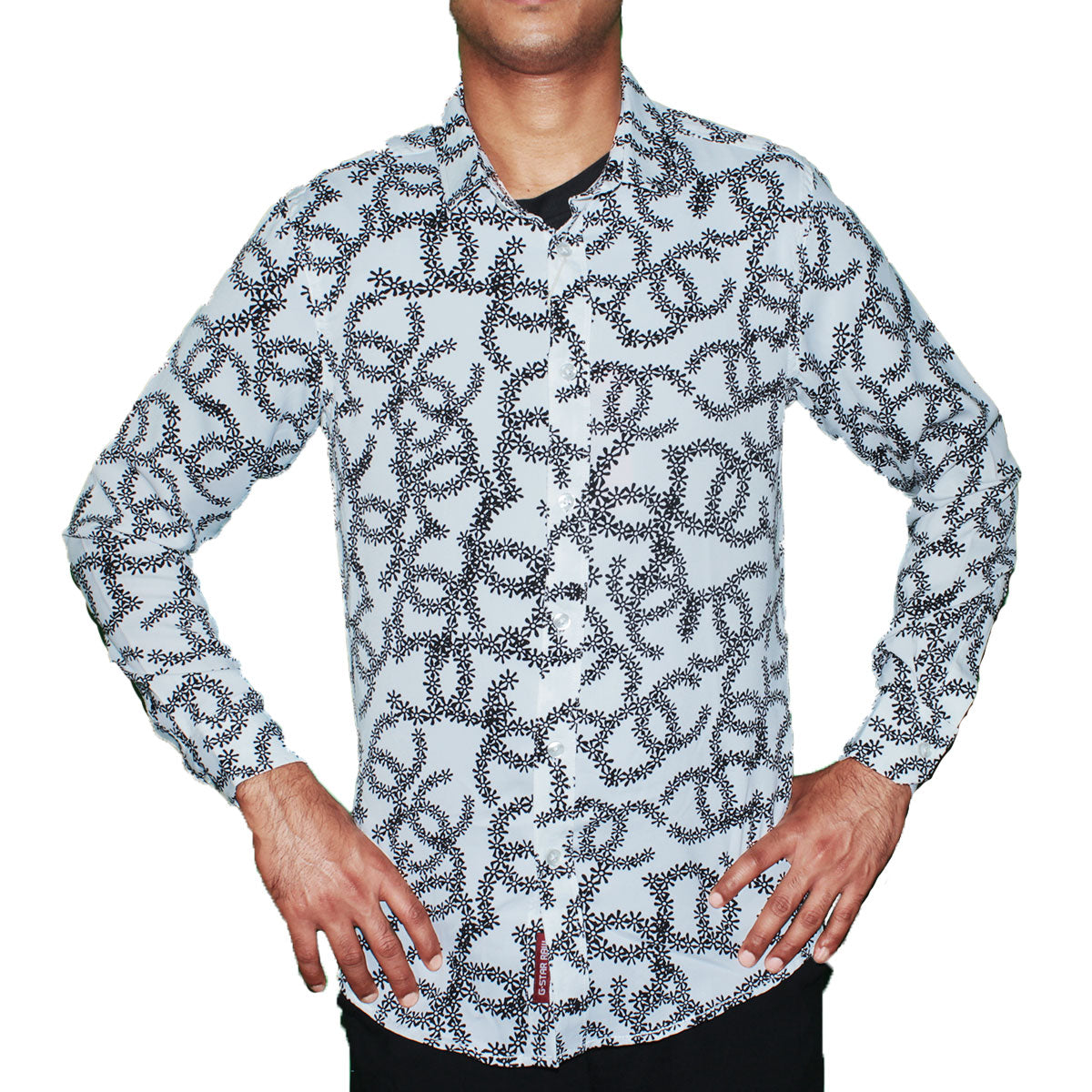 Floral Print Button-Up Shirt - White