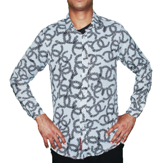 Floral Print Button-Up Shirt - White