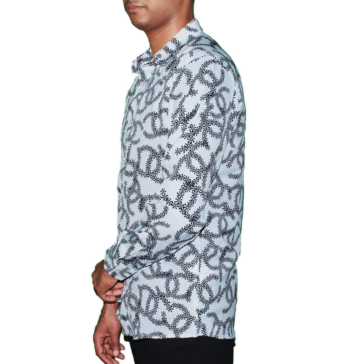 Floral Print Button-Up Shirt - White