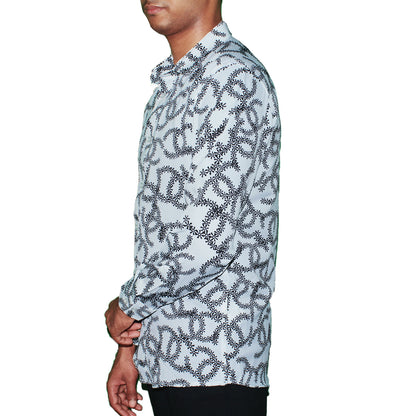 Floral Print Button-Up Shirt - White