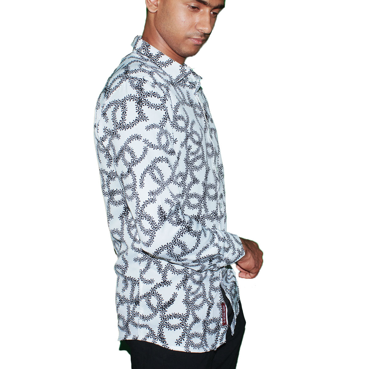 Floral Print Button-Up Shirt - White