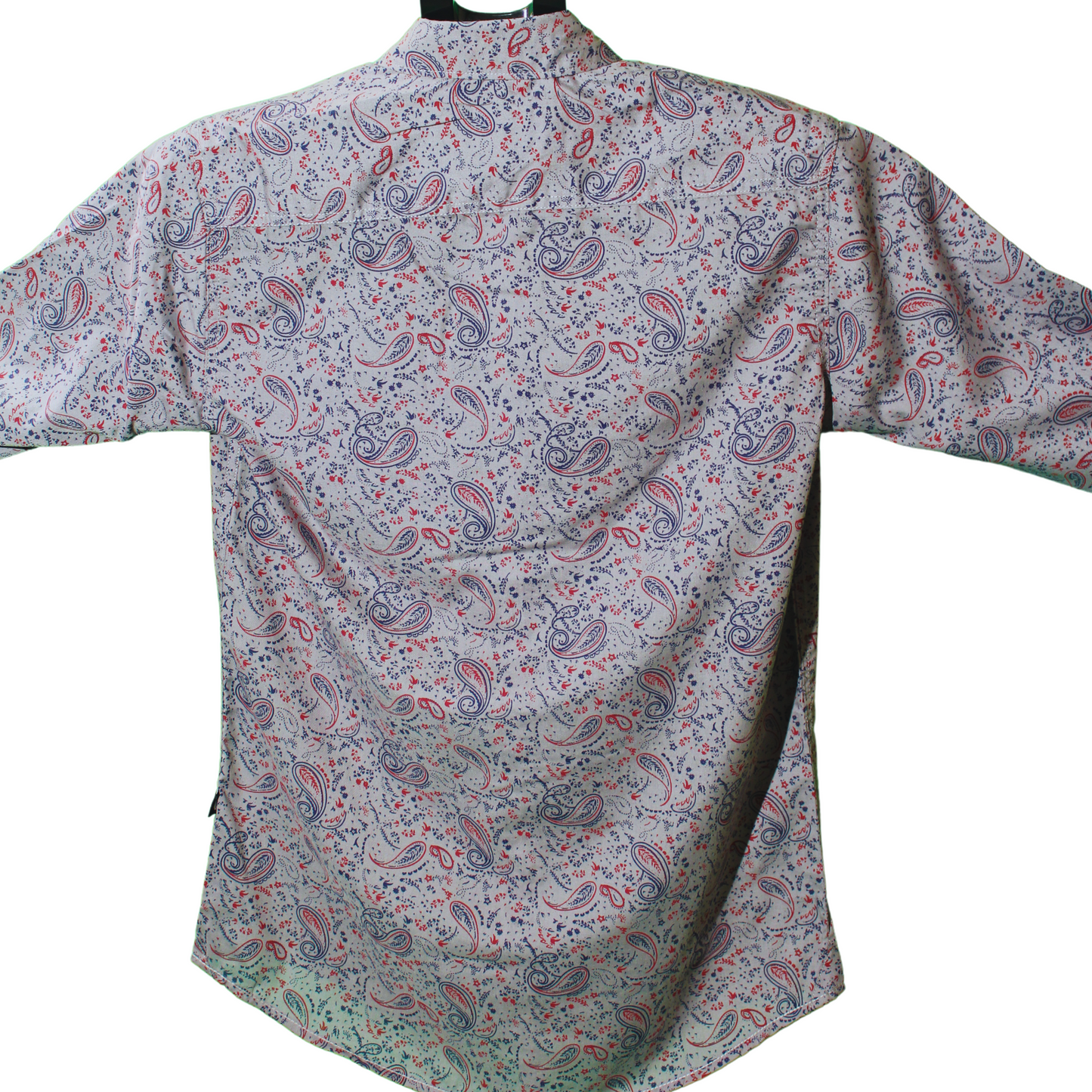 Paisley Pattern Button-Up Shirt - Gray & Red